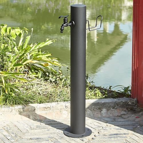 QSYJCCXD Stainless Steel Outdoor Garden Water Column with Hose Hanging Bracket Freestanding Faucet & Fountain for Outdoor Use