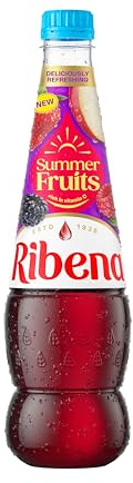 Ribena Summer Fruits Squash No Added Sugar 850ml - Real Fruit | Rich in Vitamin C | No Artificial Colours or Flavours | 100% Recycled Plastic Bottle