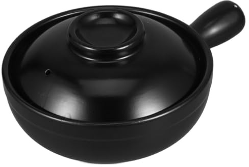 DRESSOOS Pentola di Terracotta da 600ml, Casseruola in Argilla Nera dal Design Tradizionale, Adatta per Stufare e Friggere, per Viaggio e Feste