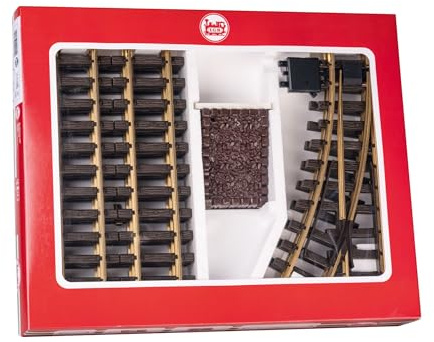 LGB Gartenbahn 19901 - Prellbock-Gleis-Set für den Außenbereich – Ergänzungsset für reibungslosen Betrieb Ihrer Gartenbahn, Spur G, Gleise und Prellbock