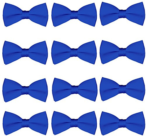 Boys Bow Tie Wholesale 12 Pack Children Chorus Pre-Tied Bowties Kids Tuxedo Solid Ties (Royal Blue)