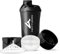 AMITYUNION Protein Shaker mit Pulverfach 700 ml Eiweiß Shaker Deluxe auslaufsicher - BPA frei - Sieb Skala für Whey & BCAA Shakes, Gym Fitness Becher für Isolate, Sport Konzentrate - Schwarz Cup