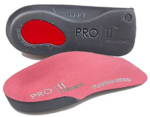 PRO 11 WELLBEING 1 Pair of Slim Fit 3/4 Orthotic Insoles with Heel Pad for Plantar Fasciitis (7/8.5 UK, Pink)