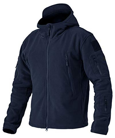EKLENTSON Fishing Jackets for Men Tactical Fleece Outdoor Sport Windbreaker Jacket Winter Hoodie Full Zip Up Workwear Coats Navy,XL