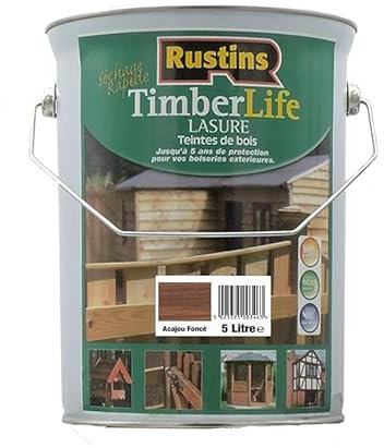 Rustin's Timberlife - Lasure pour bois - extérieure - UV et 5 ANS Protection - Acajou foncé - 12m²/L - 5 Litre (TLDM5000MD)