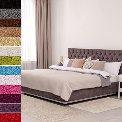 Floordirekt Shaggy-Bettumrandung Barcelona - 3-teilig - Shaggy-Kräusel-Optik - Hochflor Bettvorleger in vielen Farben (B: 67 cm | L: 1 x 330 cm + 2 x 130 cm, Creme)