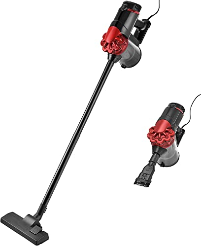 Venga! 2-in-1-Stiel- und Handstaubsauger, 4 m Anschlusskabel, beutellos, 2-in-1-Bodenbürste + 2 Extras, bis zu 20 kPa Saugleistung, rot/schwarz, 600 W, VG HVC 3001