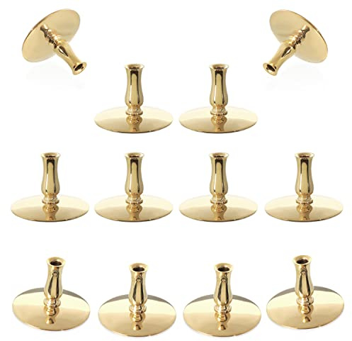NKlaus 12x Portacandele in ottone Portacandele d'oro Candele d'altare sottili fino a Ø6,7mm Matrimonio 6731