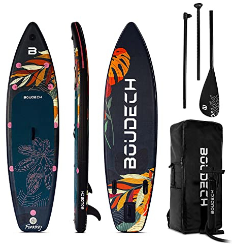 Stand Up Paddle Board Flatwater/Touring Planche gonflable 300 x 75 x 15 cm avec pagaie réglable, chevilles, gonflage, kit réparation et sac de transport Poids max. 140 kg