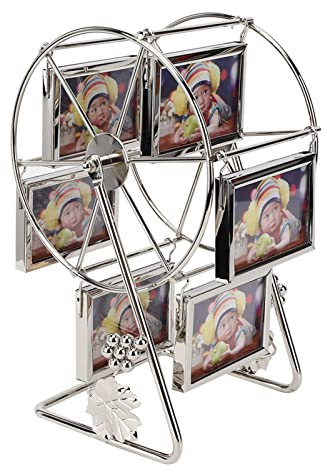 VIFERR Cornice Portafoto Girevole con Ruota Panoramica, Grande Cornice Fotografica Rotante Personalizzata per 6 Foto, Foto Desktop della Ruota Panoramica Regalo di Natale