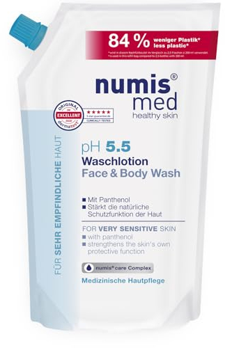 numis med Waschlotion ph 5.5 Nachfüllbeutel - Hautberuhigende Körperlotion für sehr empfindliche & sensible Haut - vegane Hautpflege ohne Silikone, Parabene & Mineralöl - Lotion (1x 500 ml)