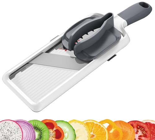 Mandoline Cuisine Inox Professionnelle, Coupe Legume Multifonctions, Mandoline Réglable En Acier Inoxydable, Avec Protège Main De Sécurité, Mandoline Manuelle