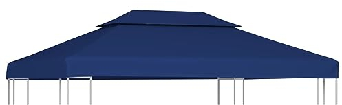 Mengtu Pavillon Ersatzdach Pavillondach Dachplane UV-Schutz und Wasserdicht Ersatzbezug Dach mit Kaminabzug Pavillonabdeckung Ersatzdach Dachplane für Pavillon 310 g/m² 4x3 m Blau