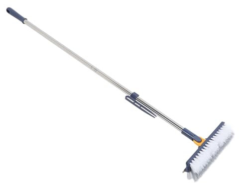 Brosse à Récurer pour Sol, Brosse à Coulis Rotative à 180°, Brosse à Poils Rigides avec Long Manche, Brosse de Nettoyage Double Face pour Nettoyer Les Coins des Murs, Sols