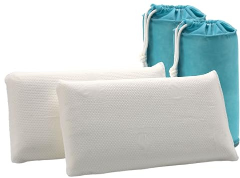 Donegal Collections Almohada Infantil Hipoalergénica Viscoelastica Aloe Vera Pack 2 - Almohada Niños y Bebe de 1 a 8 años - Almohada Cama y Cuna, Ergonómica - Tejido Strech y Bolsa Transporte