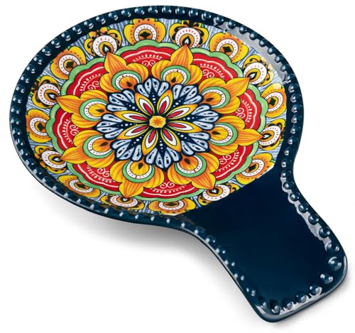 vancasso Ceramic Spoon Rest for Stove Top, 7.7 Inch Cooking Spoon Holder for Kitchen Counter Decor, Spoon Holder for Coffee Spoon Rest, Spoon Cradle, Spatula, Spoons or Tongs, Decorations, Blue