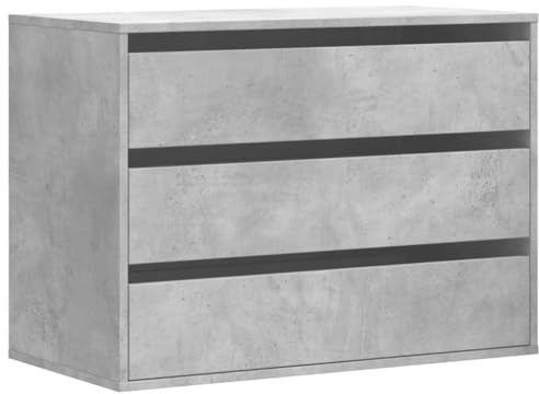 vidaXL Commode d'angle Gris béton 80x41x58 cm Bois d'ingénierie, Commode à tiroirs, classeur, Armoire à tiroirs, Armoire de Rangement, Buffet