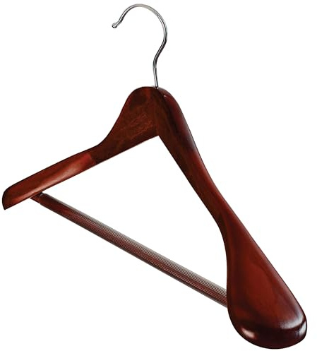 High Grade Wooden Hangers for Clothes 6 Pack - Jacket Hanger, Wooden Coat Hangers with Non-Slip Pants Bar, 360°Swivel Hook for Suits, Heavy Clothes and Jackets