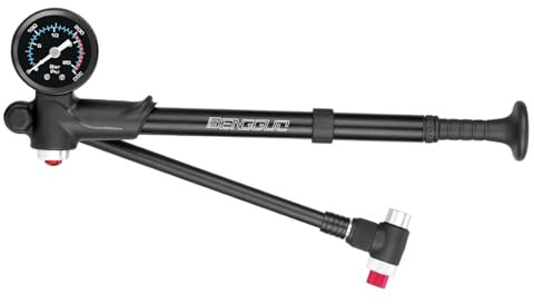 mioosho High Pressure Shock Pumps for Road Mountain Bike 300PSI Air Pumps with Gauge for Front Fork Rear Suspension Small Pumps