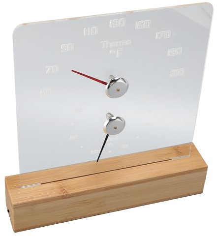 Ejoyous Hygromètre de température pour sauna, lumière LED blanche, mesure de l'humidité 0 pour accessoires de sauna (plage d'affichage Fahrenheit 50 ° F-210 ° F)