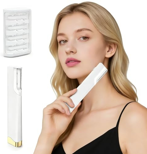 AURIVEE Rasoir Dermaplane Sonic，Épilation Visage 3 Vitesses Rechargeable pour Femmes avec LED & 5 Lames de Rechange - Removal Doux Duvet Pêche & Exfoliation, Chargement USB