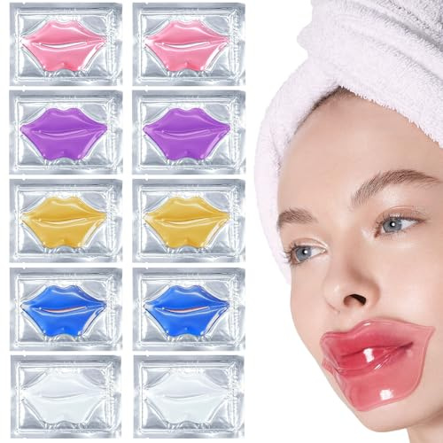 hommova 25Pcs Collagen Lip Mask Set, Women Hydrating Gel Masks for Dark and Dry Lips, Lip Lines