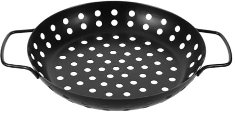 SUPVOX Bandeja para Asar con Agujeros Grandes 9 Pulgadas Antiadherente para Barbacoa al Aire Libre, Herramienta para Hornear Resistente Apta para Uso Alimentario, Cesta para Parrilla