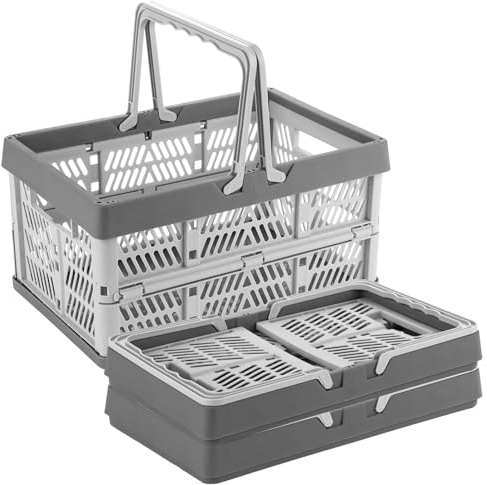 APACALI 3 stycken hopfällbara lådor vikbara förvaringslådor shoppingkorg av plast förvaringskorg 30,5 x 20,5 x 16,5 cm för kök badrum kontor sovrum skåp