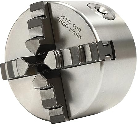 KKVUIIFF 4 bakning vridchuck, bakfoder, 80/100/125 mm självcentrerande roterande chuck, hög precision, fyrkäksfoder för svarv (100 mm)