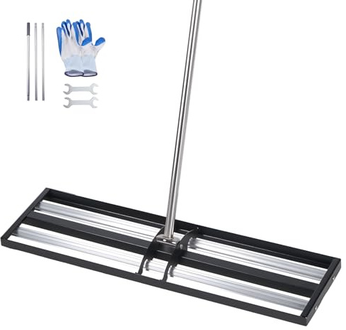 VEVOR Gräsmatta med rulle i rostfritt stål, 254 x 914 mm, markutjämning trädgårdsredskap med justerbart handtag, för trädgård gård golfbana