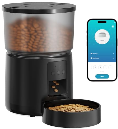 SOOFPET Distributore Automatico Cibo Gatti - 5G/2.4G WiFi Dispenser - Distributore Cibo Gatti Collegare APP - Alimentazione a Distanza - 10 Pasti al Giorno - Doppia Alimentazione - 3L Bianco