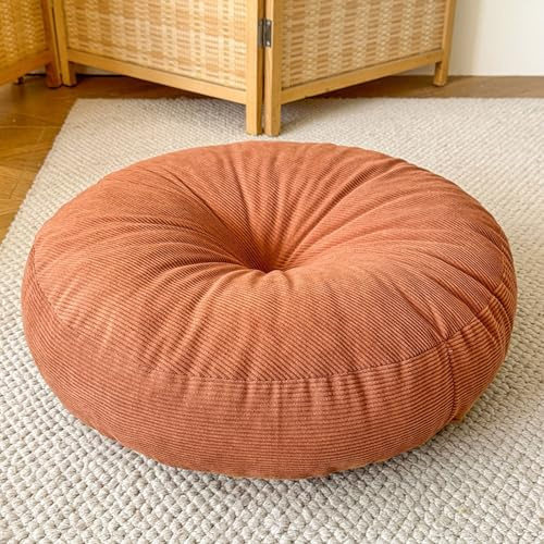 Cuscino da Pavimento Rotondo Cuscino Tatami Giapponese Seduta da Terra Pouf Morbido Spesso E di Supporto Adatto per Sedia Imbottito per Soggiorno Ufficio Sala(Orange,45CM-2PCS)