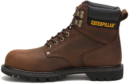 CAT Men's Second Shift Steel Toe Work Boot, Dark Brown, 10.5 Wide