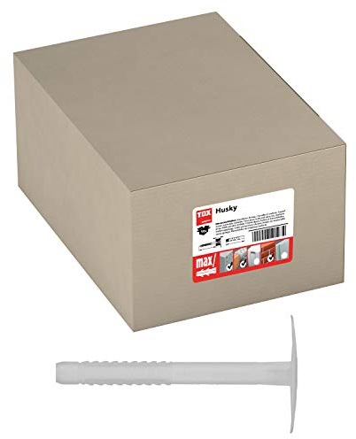 TOX 8 x 120 mm, witterungsbeständiger Dübel für Dämmstoffplatten, einfache Schlagmontage ohne Wärmebrücken Karton, Dämmstoffdübel Husky, Schlagdübel mit Kunststoffnagel, 50 Stück, 02210245, Weiß