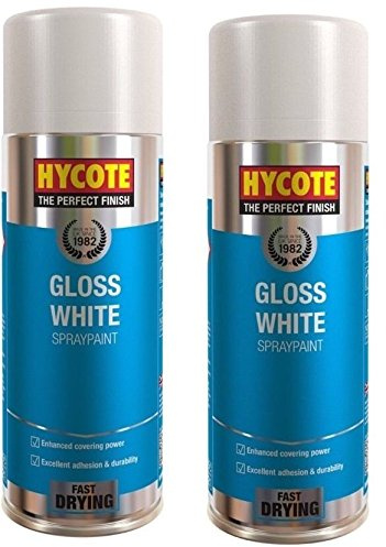 2 x Hycote Gloss White Car, Van, Bike Spray Paint / Aerosol 400ml