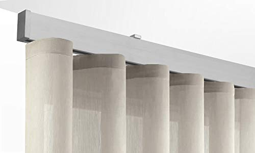 Binario per Tende a Onde - Installazione a Soffitto con Tappi Terminali da 8 mm - Completo per l’Installazione (BIANCO 180 CM)