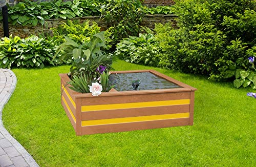 Beauty.Scouts Outdoor Dino Collection Hochteich Gabby, honigbraun/gelb, 130 x 130 x 42 cm, Teich, Gartenteich, Gartenhochteich, Garten, Gartendeko, Gartenausstattung