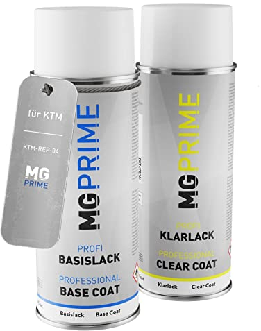MG PRIME Peinture moto Bombes aérosols pour KTM KTM-REP-04 Orange Peinture de base vernis clair aérosol 400ml