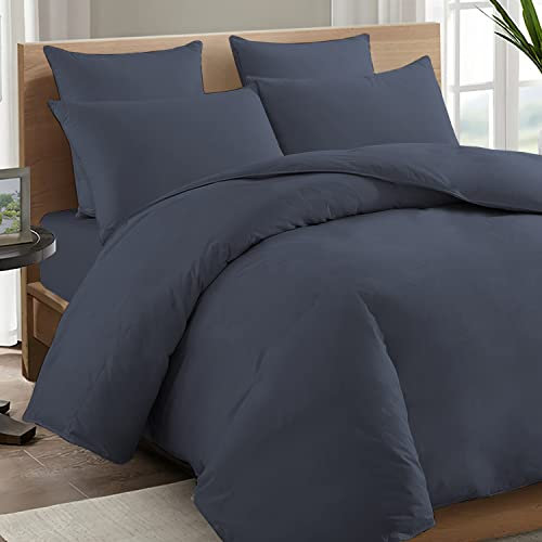 Pizuna Luxuriöser Soft-Satin 2er Pack Kissenbezug 70 x 90 cm Dunkelblau, 600 Fadenzahl Baumwolle Kissenbezüge, 100% Langstapel Baumwolle Kissenbezug (Dunkelblau, 70x90 cm)