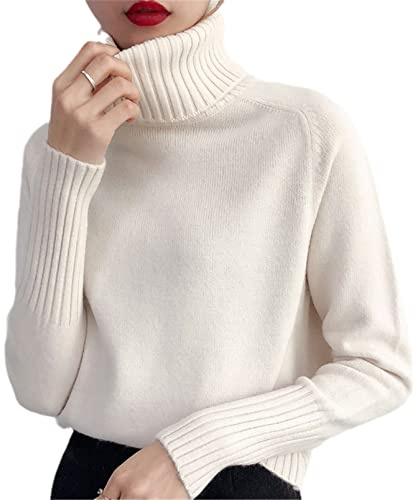 JJzex Pull en Cachemire pour Femme à col roulé et Manches Longues - Idéal pour l’Automne et l’Hiver