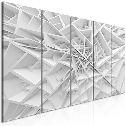 murando Cuadro Acústico 3D Efecto 150x60 cm espuma acústica absorbe el sonido aislamiento lienzo de 5 piezas Decoración de Pared Gris Blanco a-B-0039-b-m