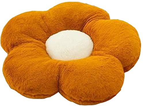 YILANLAN Cute Flower Cushion Plush Floor Casual Comfortable Pillow Office Living Room Bed Cushion Simple Decoration (40cm, Brown)