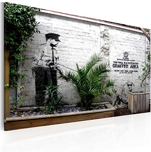 B&D XXL - Akustikbild Banksy Guard Dog Bilder Akustikschaum Hochleistungsschallabsorber Schallschutz Leinwand 1 tlg Wandbild Raumakustik Schalldämmung Street Art Graffiti 030115-23