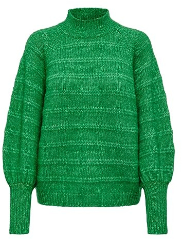 Only ONLCELINA Life LS High KNT Noos - Jersey para Mujer, Verde Islandia/Detalles: Melange, S, Island Green/Detail:Melange, S