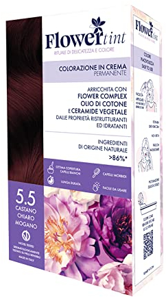 PUROBIO FLOWER TINT - COLORAZIONE 5.5 CASTANO CHIARO MOGANO IN CREMA PERMANENTE ECOBIO VEGANO