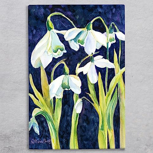 Snowdrops Ceramic Tile Picture Plaque Sign Floral Wall Art By P Burns 30x20cm