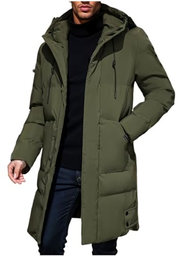 Oanviso Hombres Chaquetas de Abrigo Largos con Capucha Casual Parka Chaqueta de Plumas Básica Abrigo de Invierno Manga Larga Down Jacket Chaqueta de Plumón