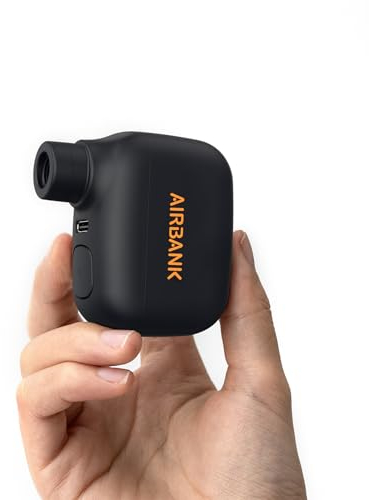 AIRBANK Mini-Fahrradpumpe POCKET SE, 100 PSI elektrische Fahrradluftpumpe für Rennräder, tragbare Fahrradpumpe, Fahrradreifenfüller für Schrader- und Presta-Ventil mit wiederaufladbarem Akku