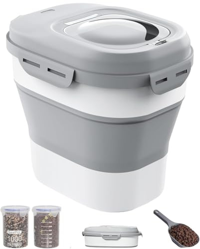 DDMOMMY 30-35 Lbs Dog Food Storage Container Collapsible Dog Food Container with Airtight Lids, Wheels, Scoop and 2pcs Food Storage Containers, Large Pet food storage for Dog, Cat