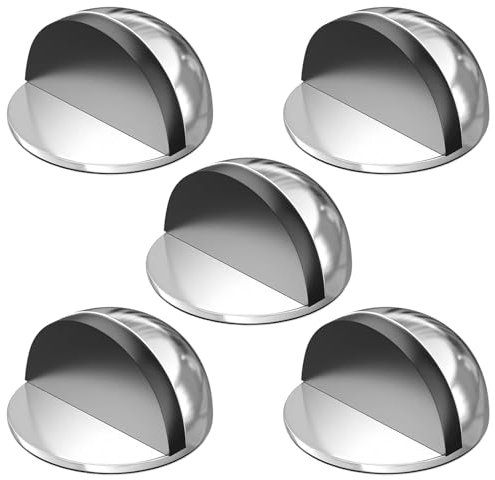 Türstopper Boden Selbstklebender 5 Stück, Edelstahl Ovaler Türstopper, Edelstahl Kleben Bodentürstopper mit Gummipuffern, für alle Hartböden zum Schutz von Türen, Balkontür, Wänden und Möbeln